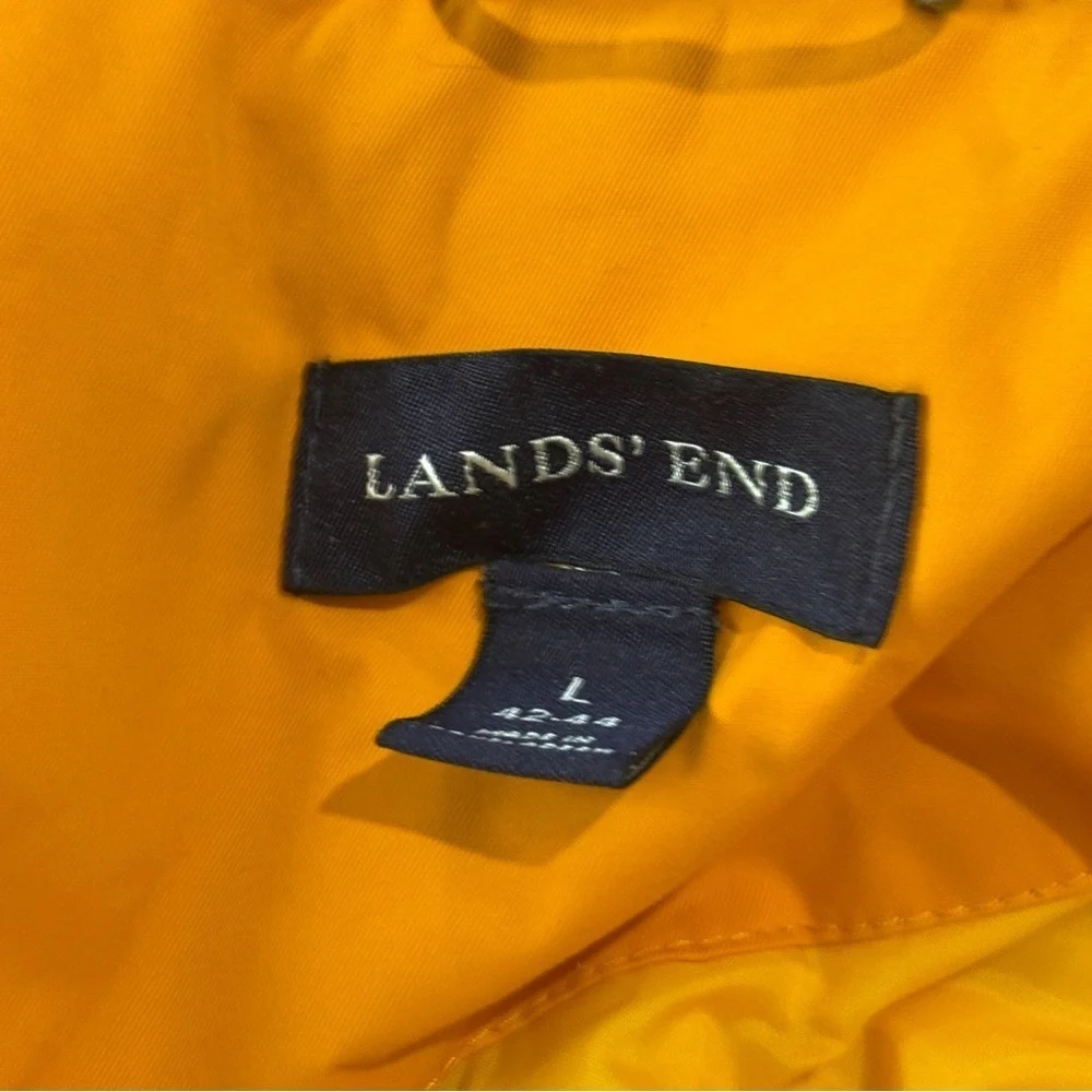 Lands End Marigold Insulated Weatherproof Jacket w/dark blue trim. Sz L.